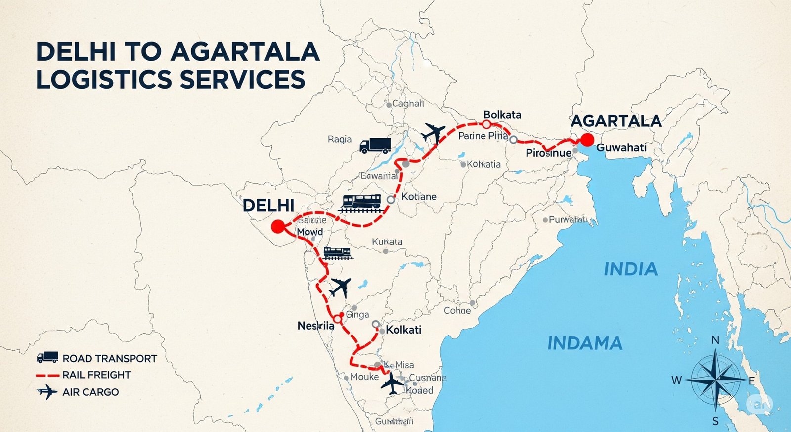 Delhi to Agartala Logistics Services